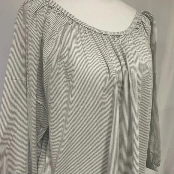 Everlane The Ruched Air Blouse Cotton Striped 12 Large - Picture 10 of 13